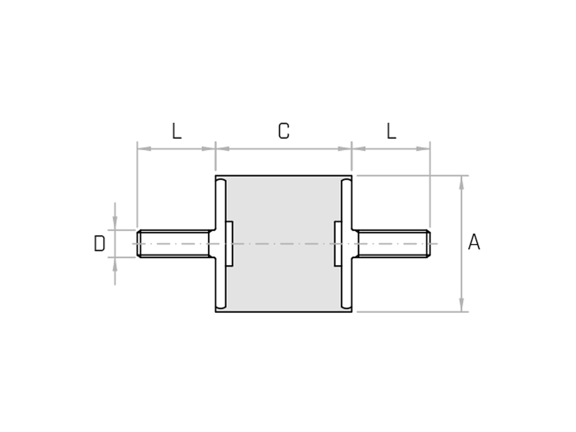 Cylindrical anti-vibration mount with pin Ø 25mm to 40mm from M6 to M10 - Model ACMM (Pack of 10 pcs) - Range Cylindrical anti-vibration mount with pin Ø 25mm to 40mm from M6 to M10 - Model ACMM (Pack of 10 pcs) - Range